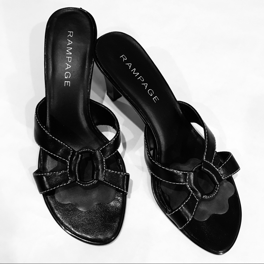 Rampage Women’s Black Slides With A 3 inch Heel 9M